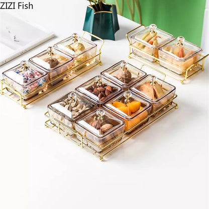 13Pcs Iron Fruits Tray Set with Golden Rack