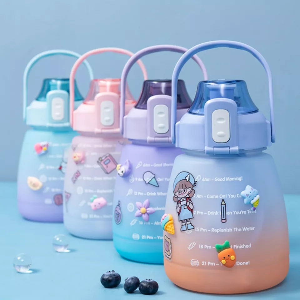 Motivational Water Bottles with 3D Stickers