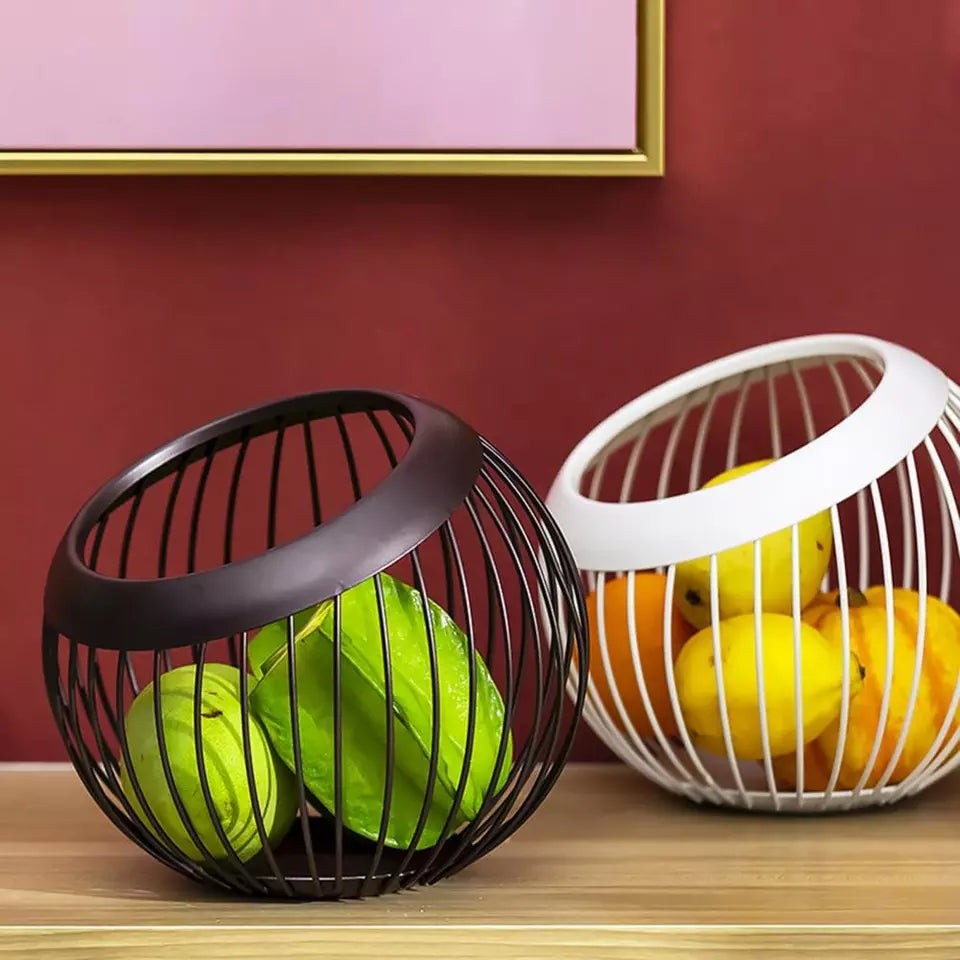 Spherical Metallic Fruit Basket