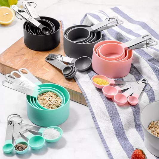 8pc Measuring cups set with metallic handle