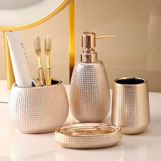 Classy 4Pcs Rose Gold Ceramic Toiletry Set