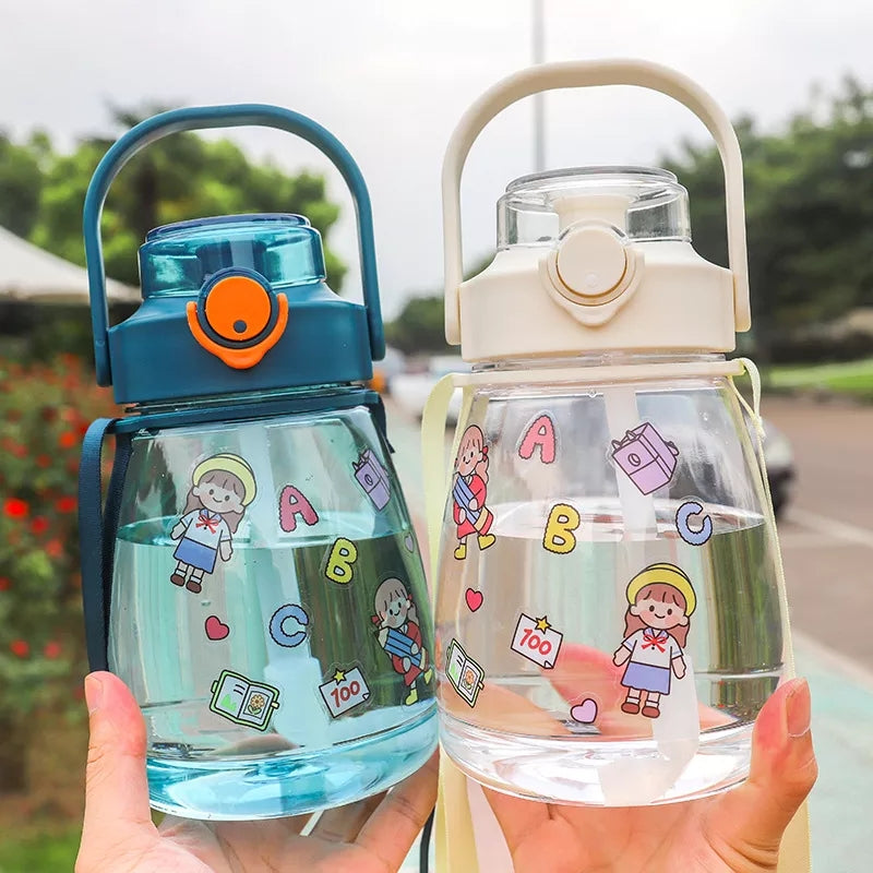 1300Ml Water Bottle with Stickers and Straw