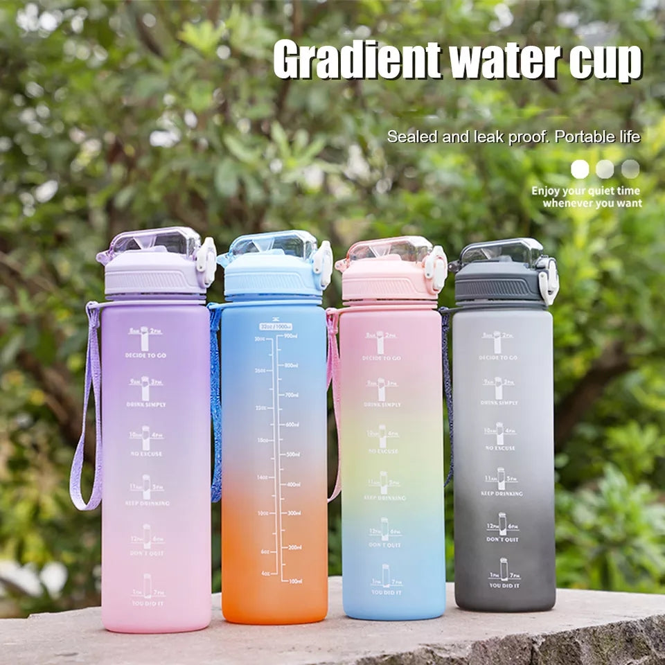 1L Motivational Water Bottle with Straw