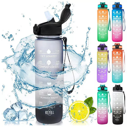 1000Ml Leakproof BPA Free Drinking Water Bottle with Time Marker