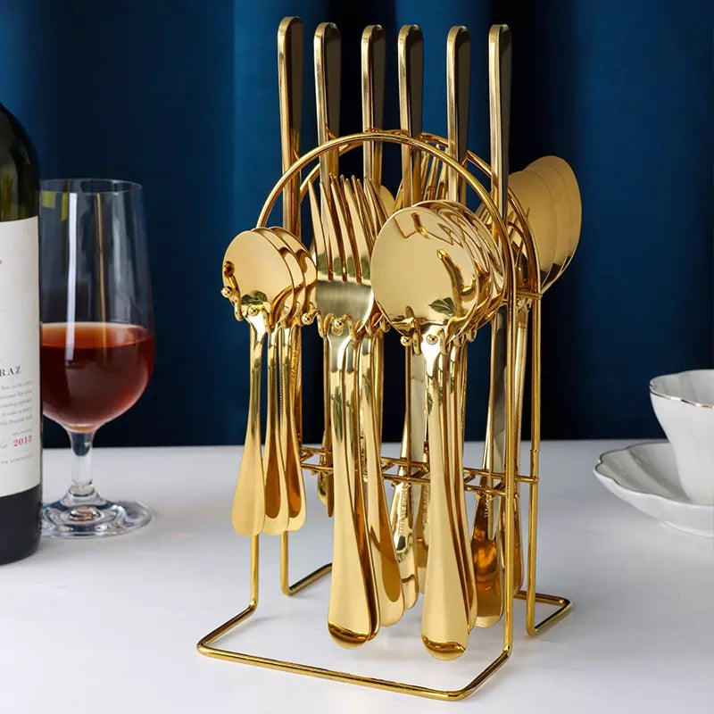 24pc Golden cutlery set