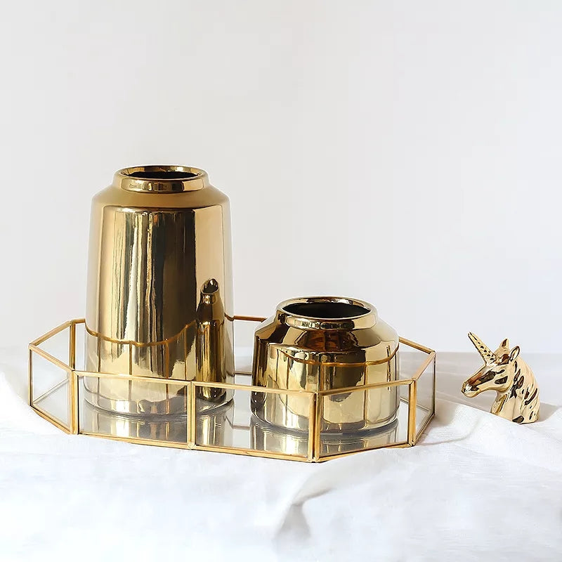 Classy Plain Gold Ceramic Vases