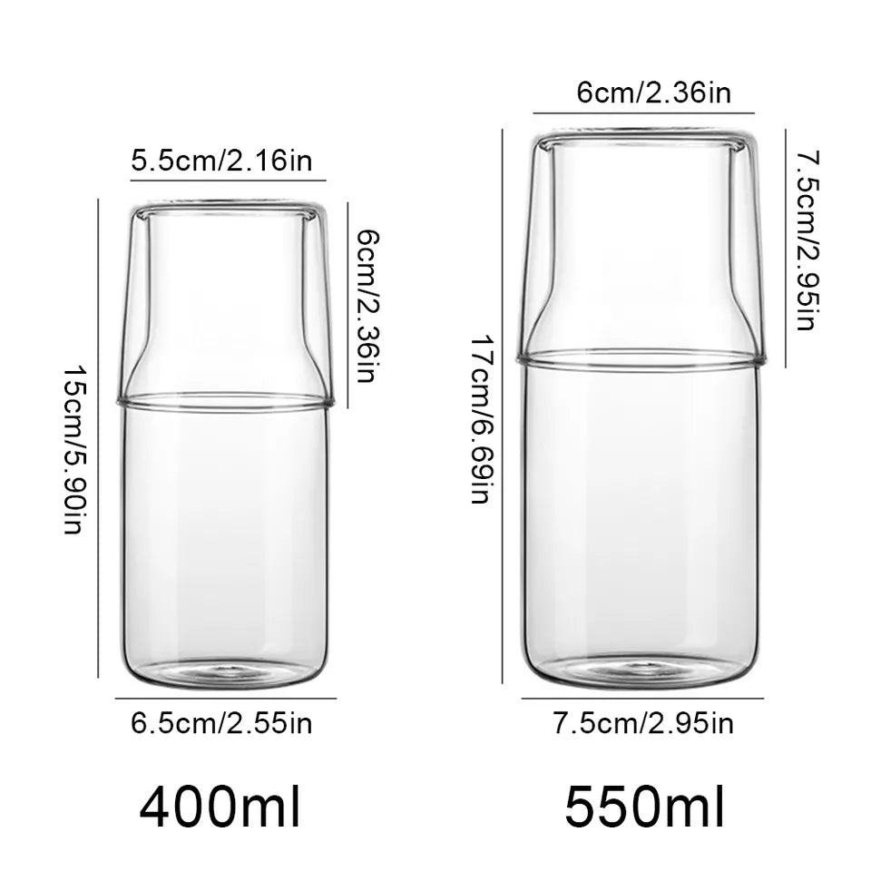 Bedside Night Water Bottle with Glass