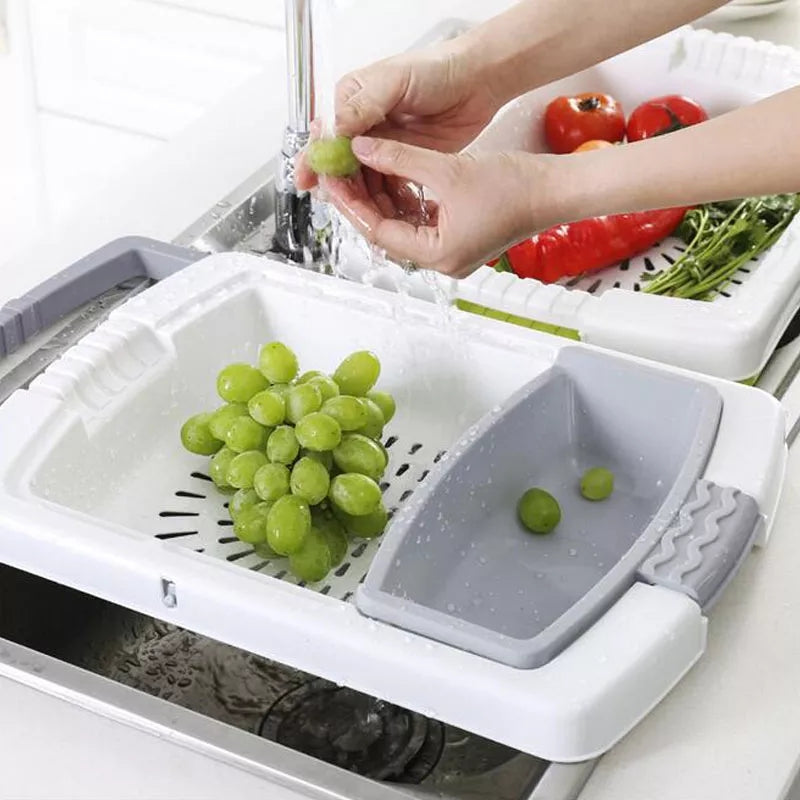 Expandable 3 in 1 Chopping Board/Wash Strainer/Bowl