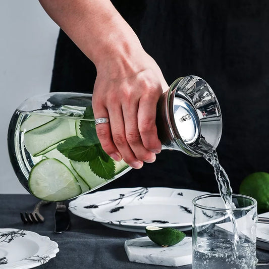 1.5L Transparent Glass Carafe with Stainless Steel Lid