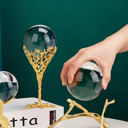 Decor Crystal Ball with Metallic Tree Frame Base