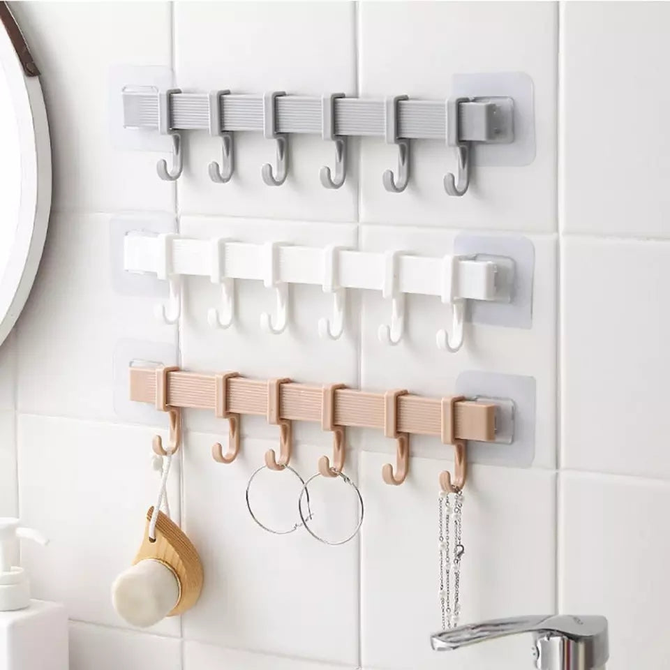 Punch Free 6 Hook Wall Hanger