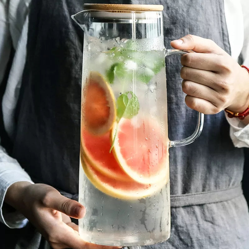 Glass Jug With A Bamboo Lid