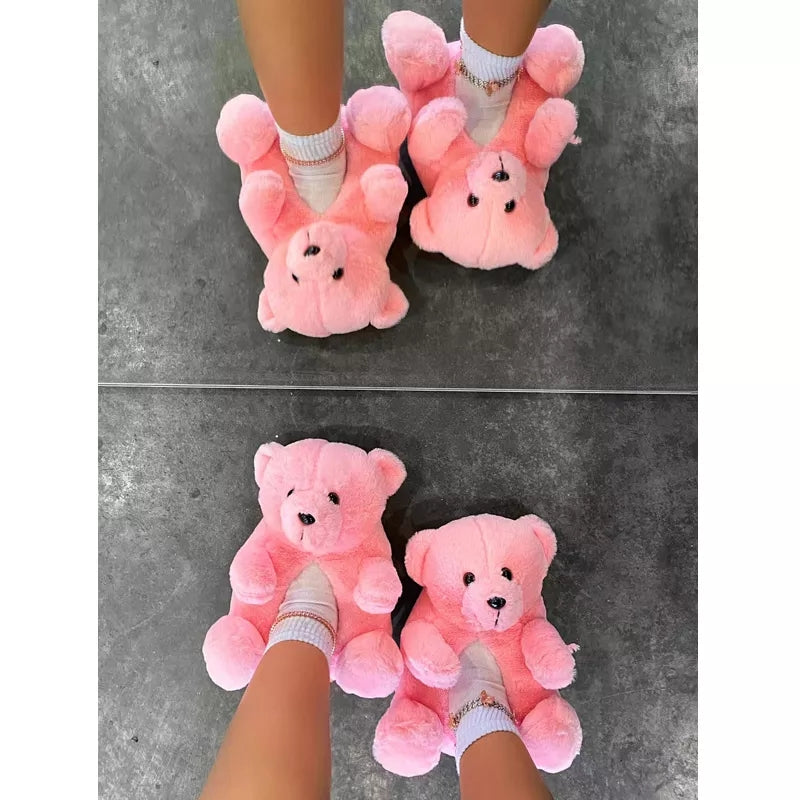 Indoor Soft Cartoon Plush Teddy Bear Slippers