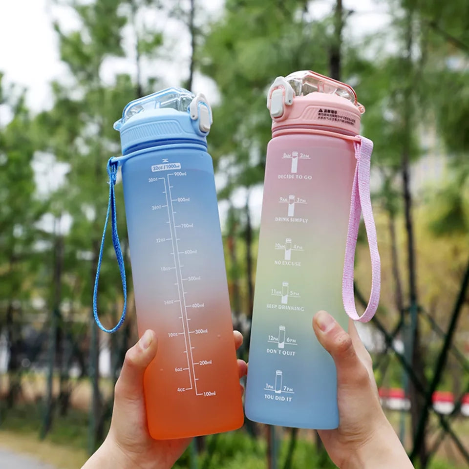 1L Motivational Water Bottle with Straw