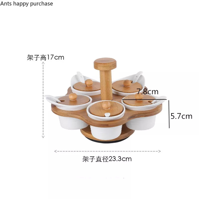 5Pcs Set Cruets with Rotary Base