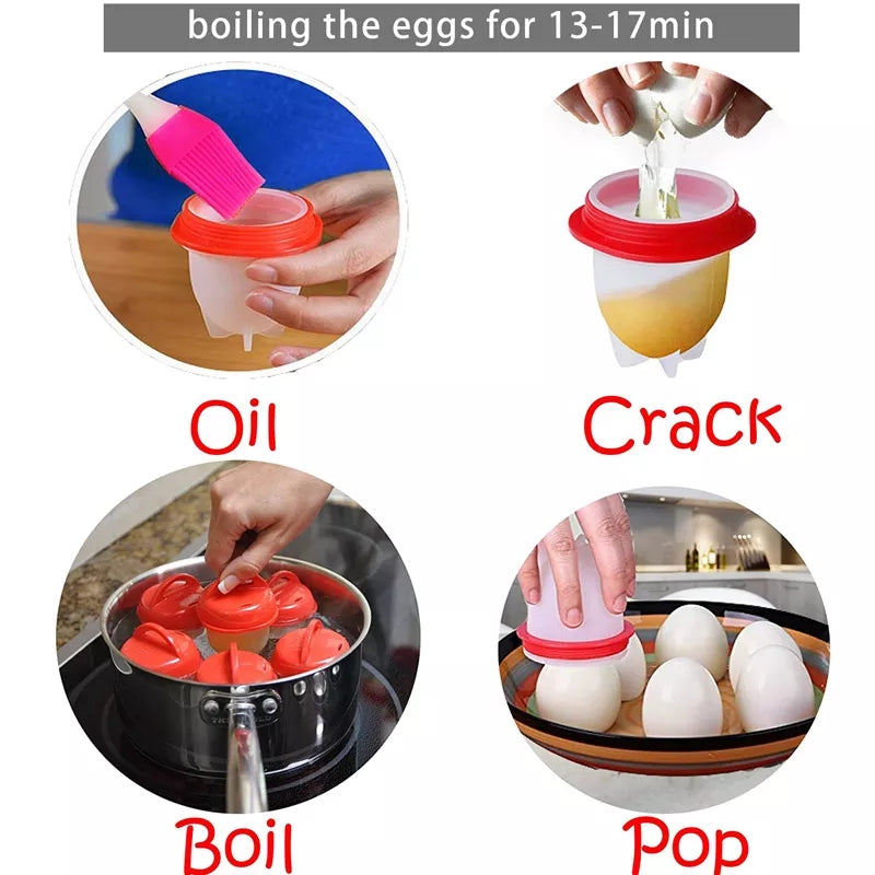 6Pcs Set Silicone Egg Poacher/Boiler