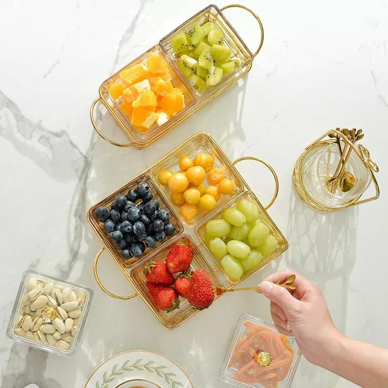 13Pcs Iron Fruits Tray Set with Golden Rack