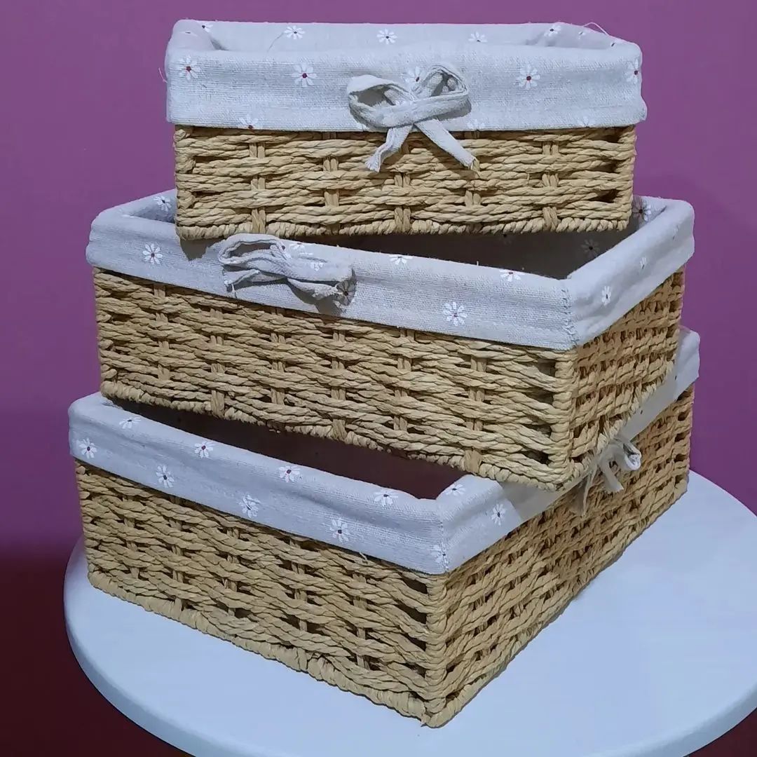 A Set Of 3 Fabric Storage Basket