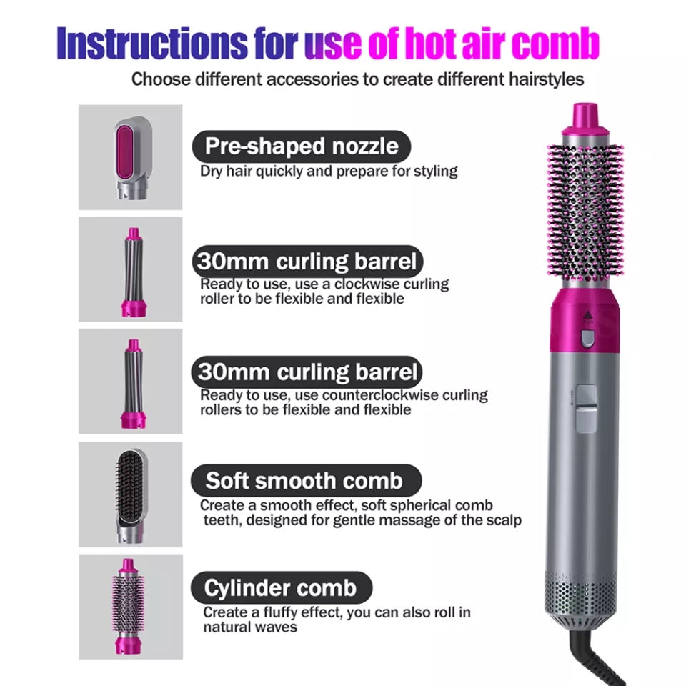 5 In 1 Hot Air Curling Tong Hair Styler Set