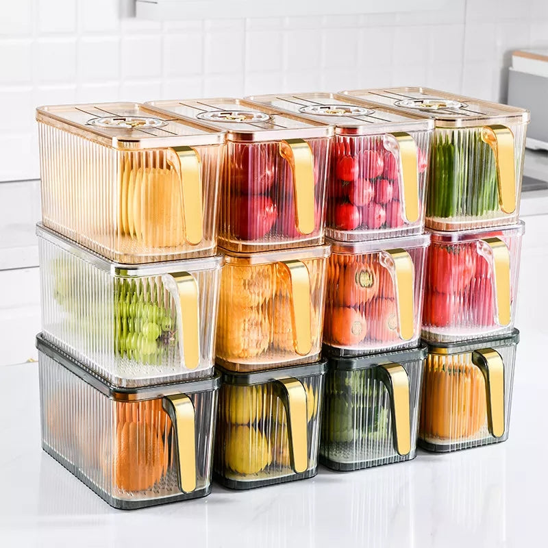 4L Fridge Storage Containers with Gold Handle