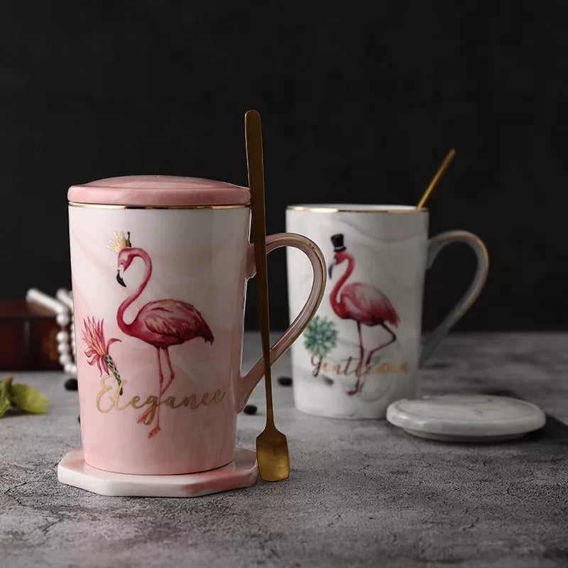 Luxurious Flamingo Couple Mug Set + Gift Box