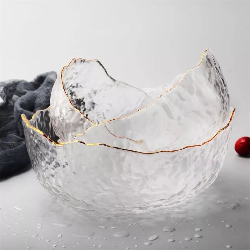 Irregular Glass Bowl with Gold Rkm