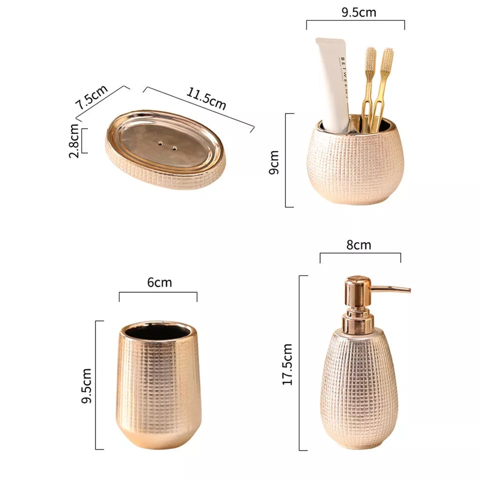 Classy 4Pcs Rose Gold Ceramic Toiletry Set