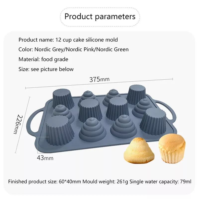 12Holes Silicone Baking Tin