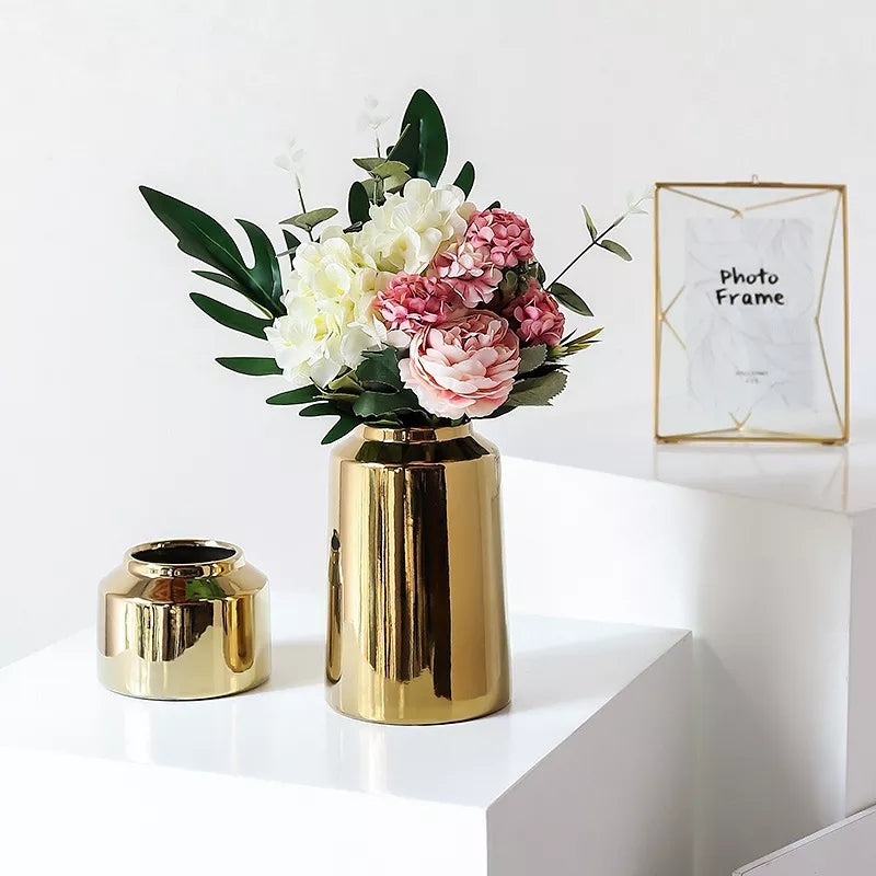 Classy Plain Gold Ceramic Vases