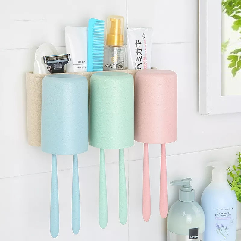 Self Adhesive Wheat Straw Toothbrush Holder