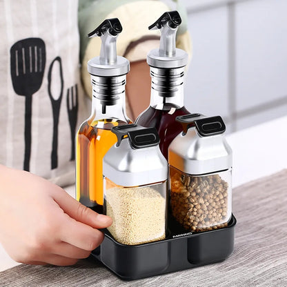 Oil Vinegar Dispenser/ pepper salt storage