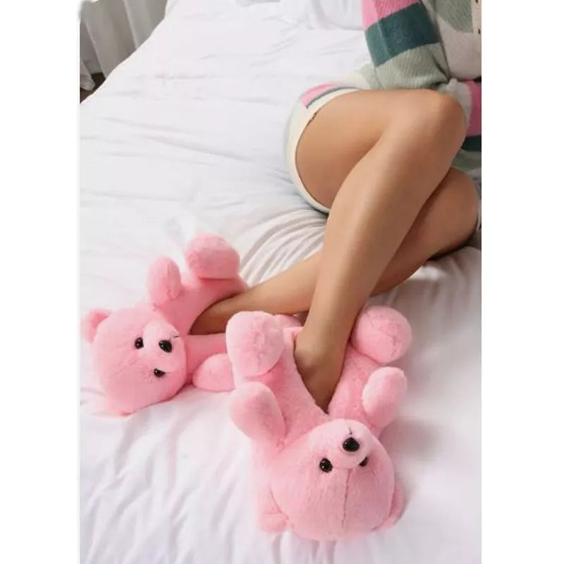 Indoor Soft Cartoon Plush Teddy Bear Slippers