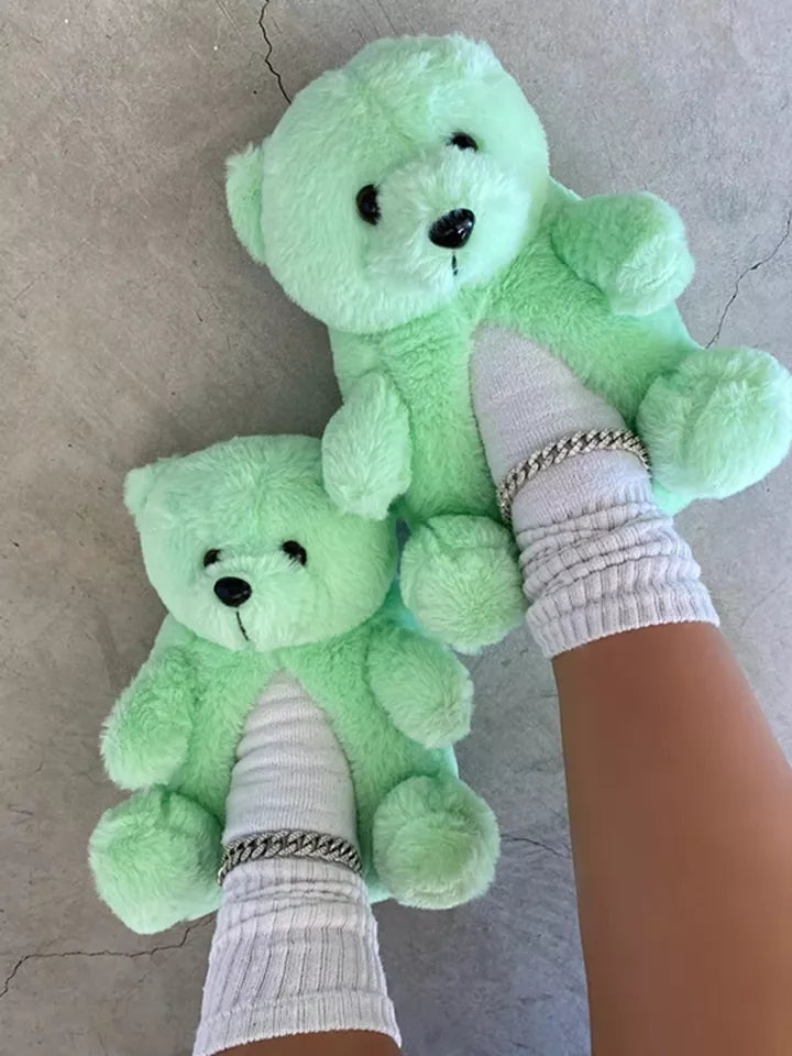 Indoor Soft Cartoon Plush Teddy Bear Slippers