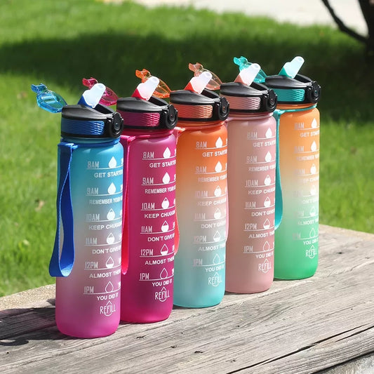 1000Ml Leakproof BPA Free Drinking Water Bottle with Time Marker