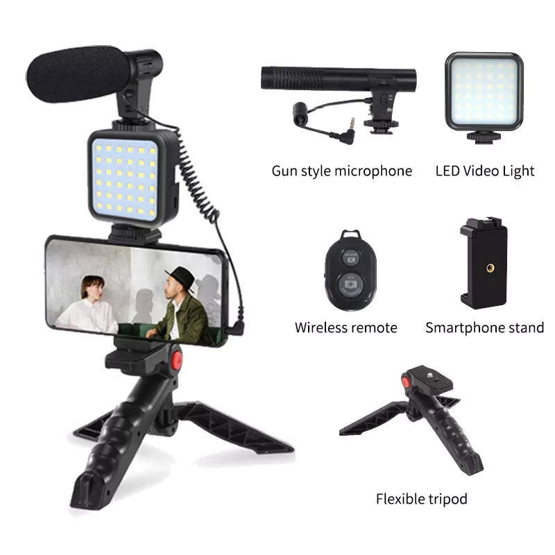 Mobile Phone Video Shooting Live Broadcasting Kit With Microphone