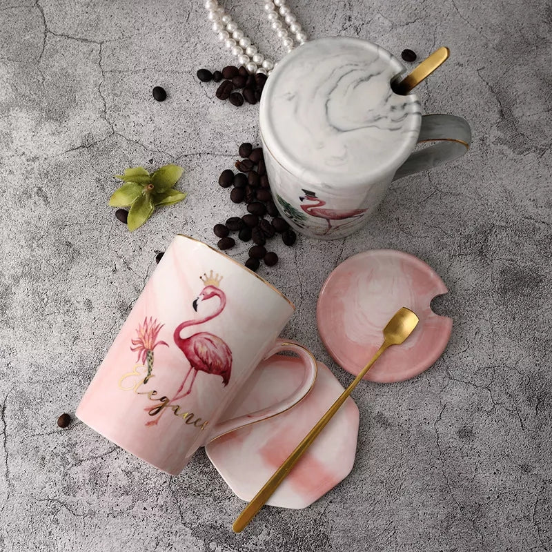 Luxurious Flamingo Couple Mug Set + Gift Box