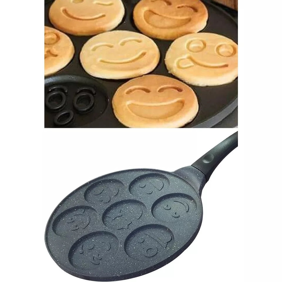 7 Slot Smiley Face Pancake Heavy Granite Pan