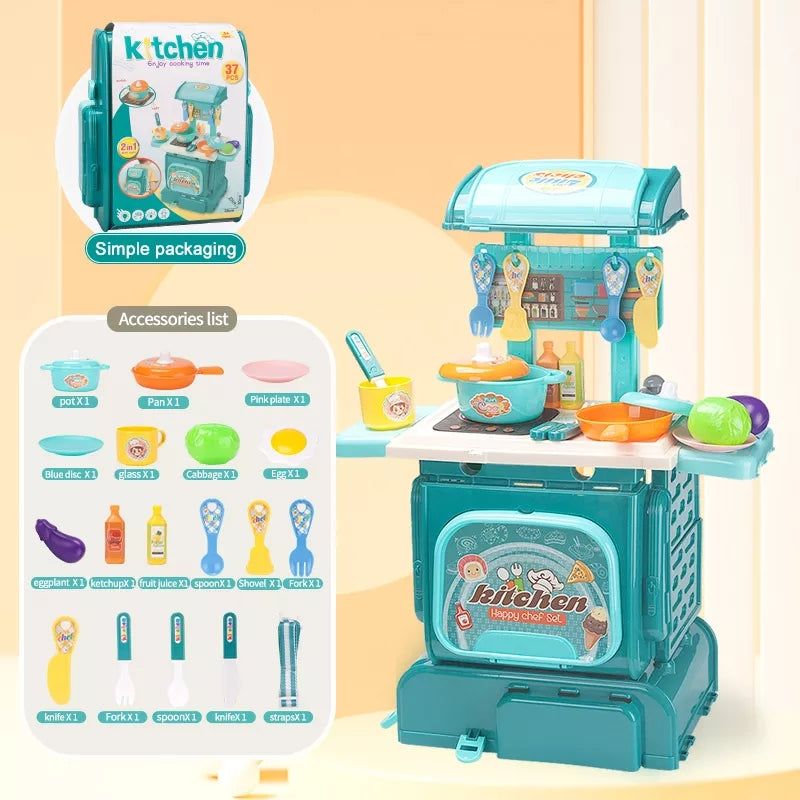 Kids Pretend Kitchen Set In A Backpack