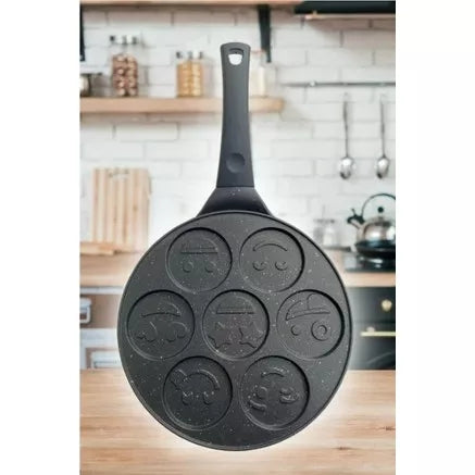 7 Slot Smiley Face Pancake Heavy Granite Pan