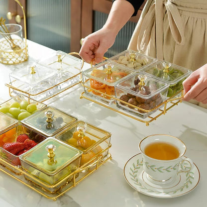 13Pcs Iron Fruits Tray Set with Golden Rack