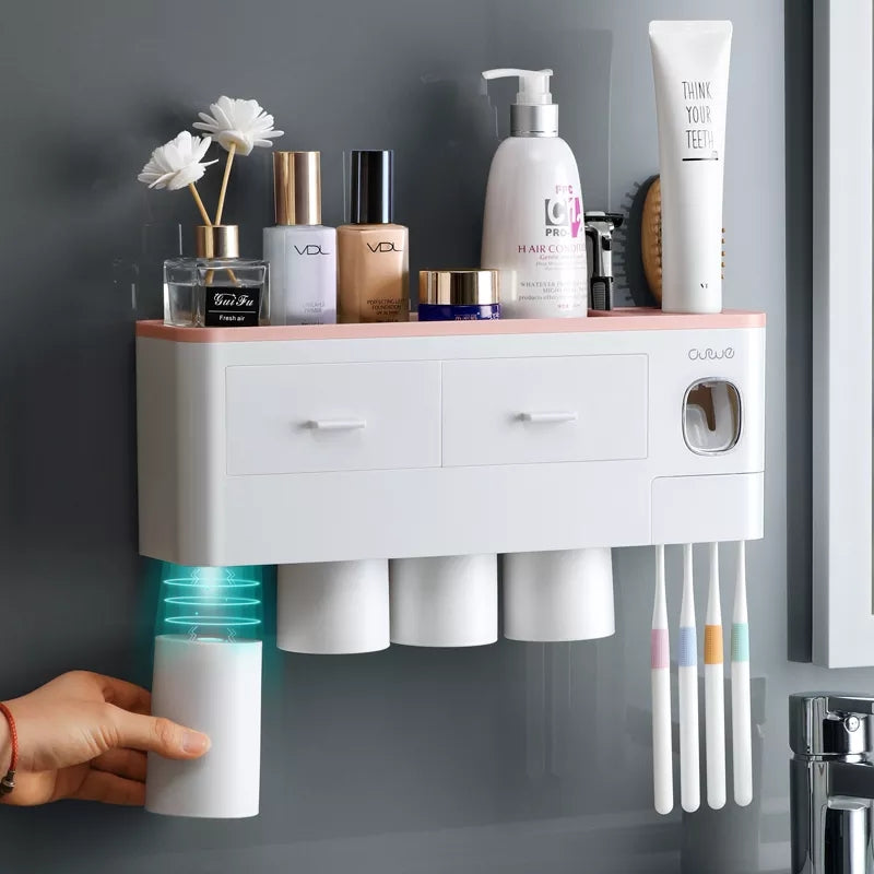 Magnetic Automatic Toothpaste Dispenser with 4 Cups