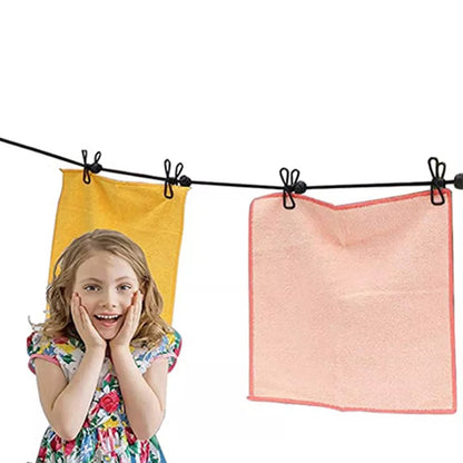 Anti -skid cloth line rope with hooks and clips