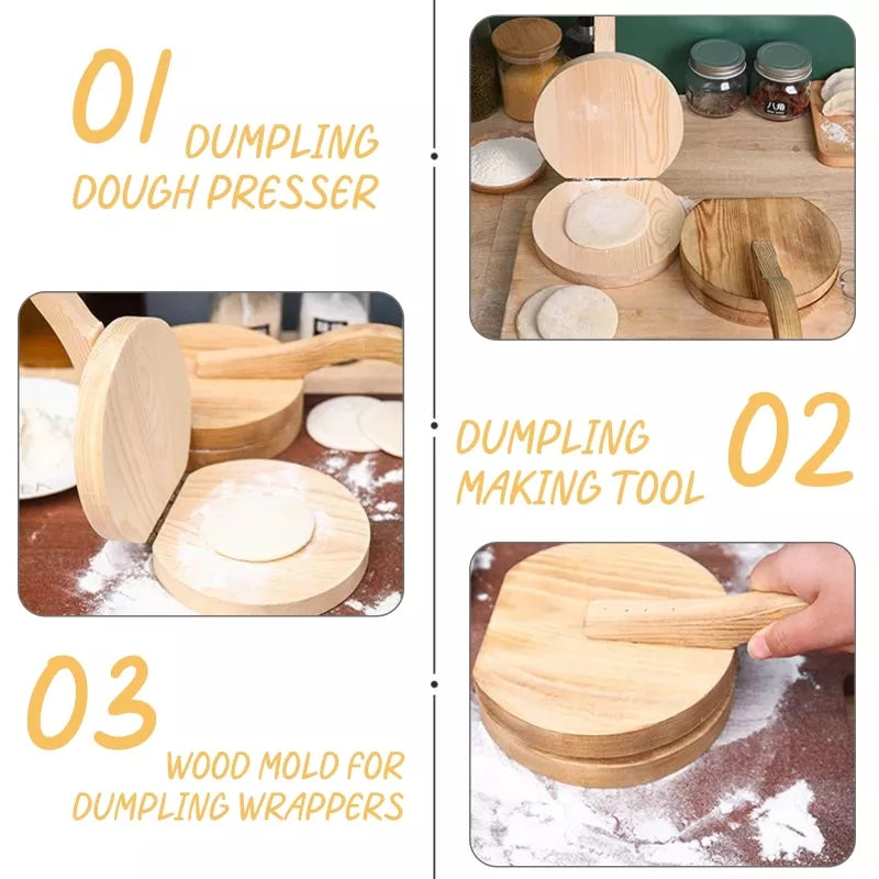 Wooden Dumpling Dough Press 20cm