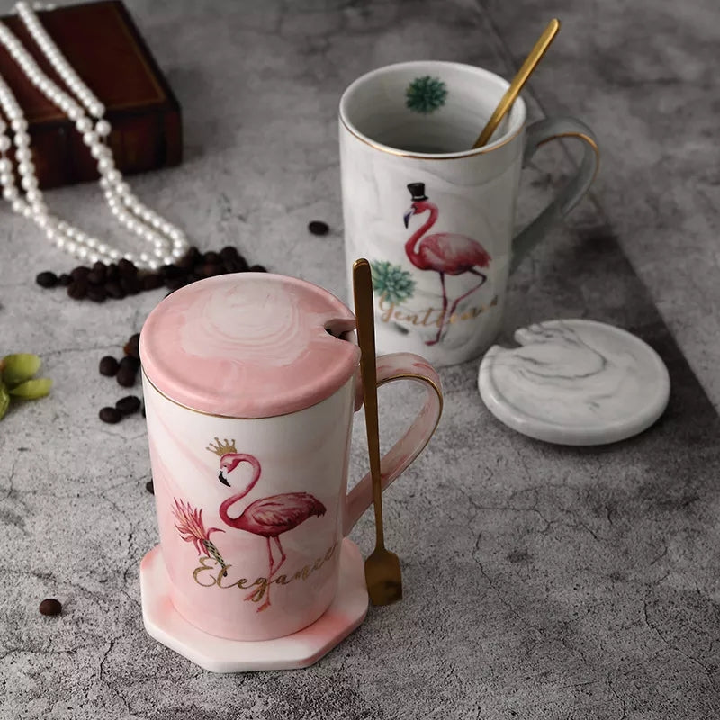 Luxurious Flamingo Couple Mug Set + Gift Box