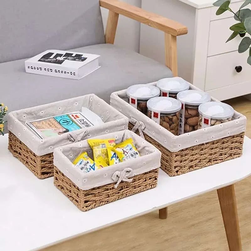A Set Of 3 Fabric Storage Basket