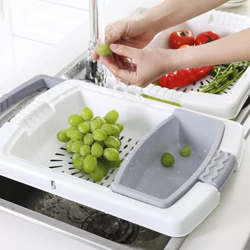 Expandable 3 in 1 Chopping Board/Wash Strainer/Bowl