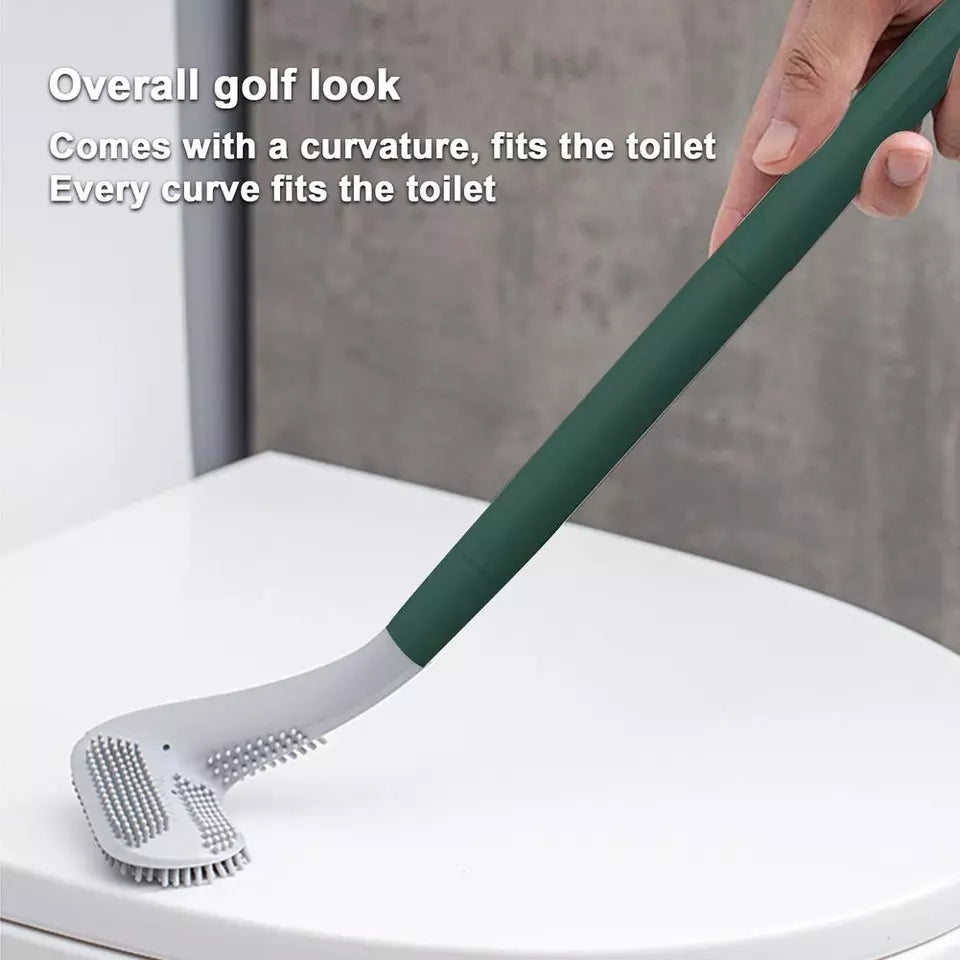 Silicone Bristle Golf Toilet Brush and Drying Holder