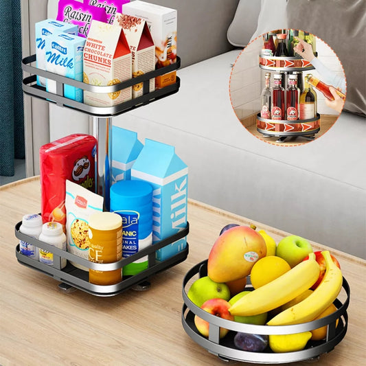 2 Tier Metallic Rotating Spice/Storage Rack