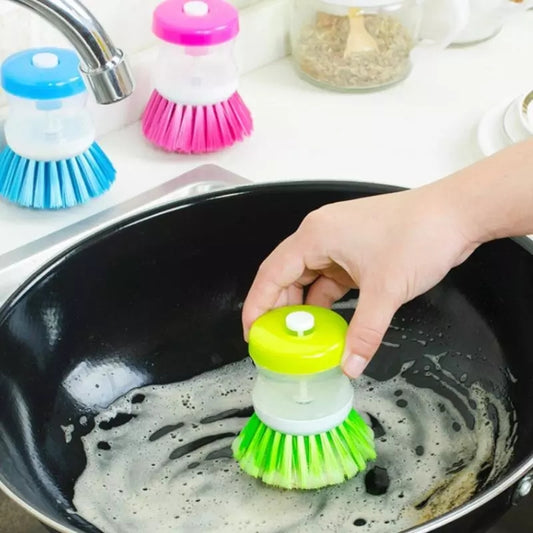 Dish Wash Brush with Auto Detergent Press