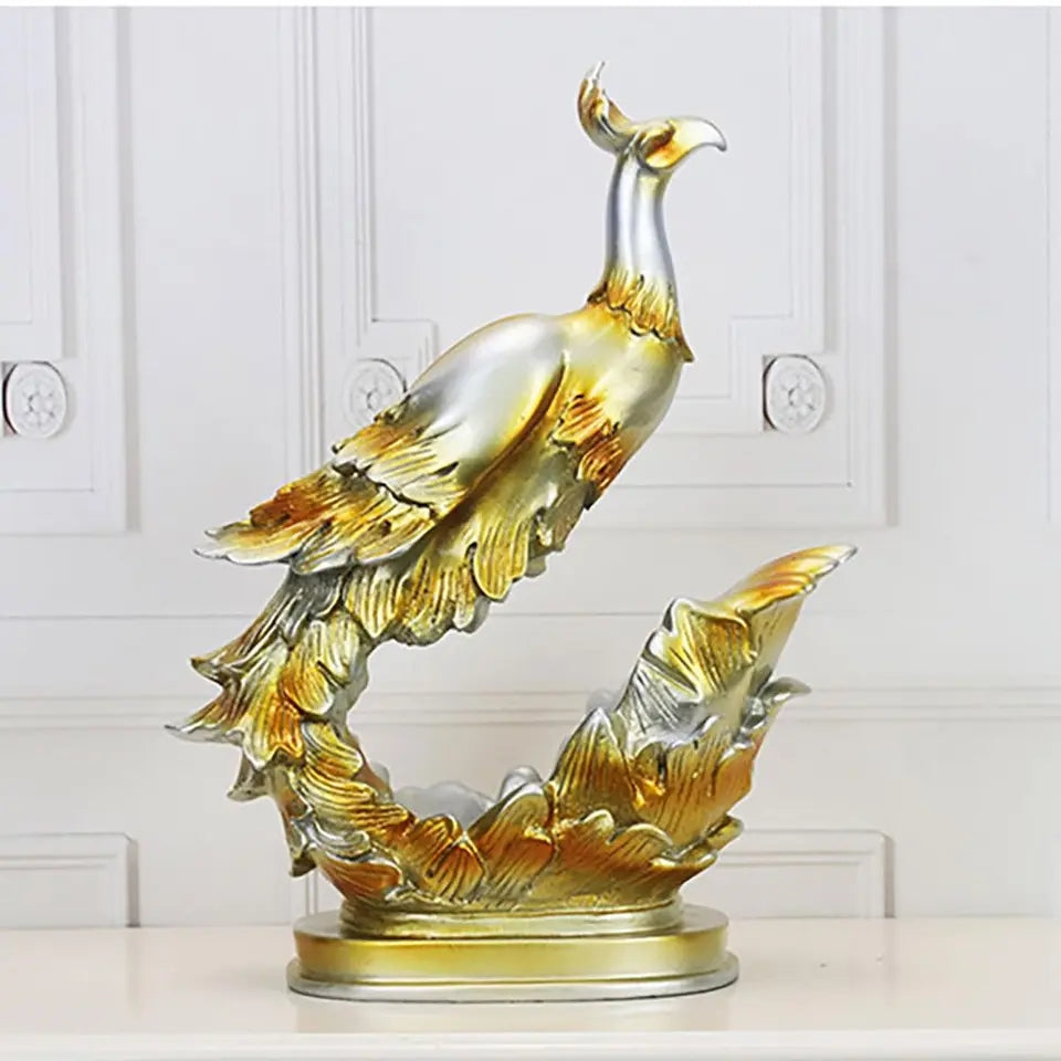 Golden Blue Peacock Wine Bottle Holder